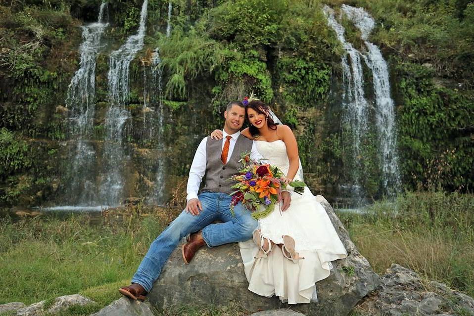 Couple by the waterfalls