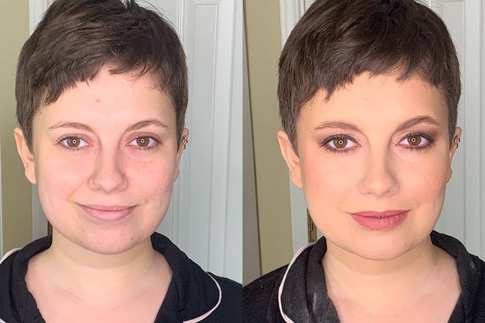 Before and after on pixie cut