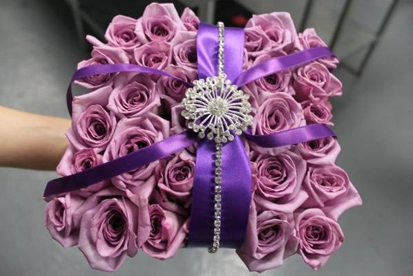 Purple pillow,Ring Bearer Pillow,diamond details,lavender roses