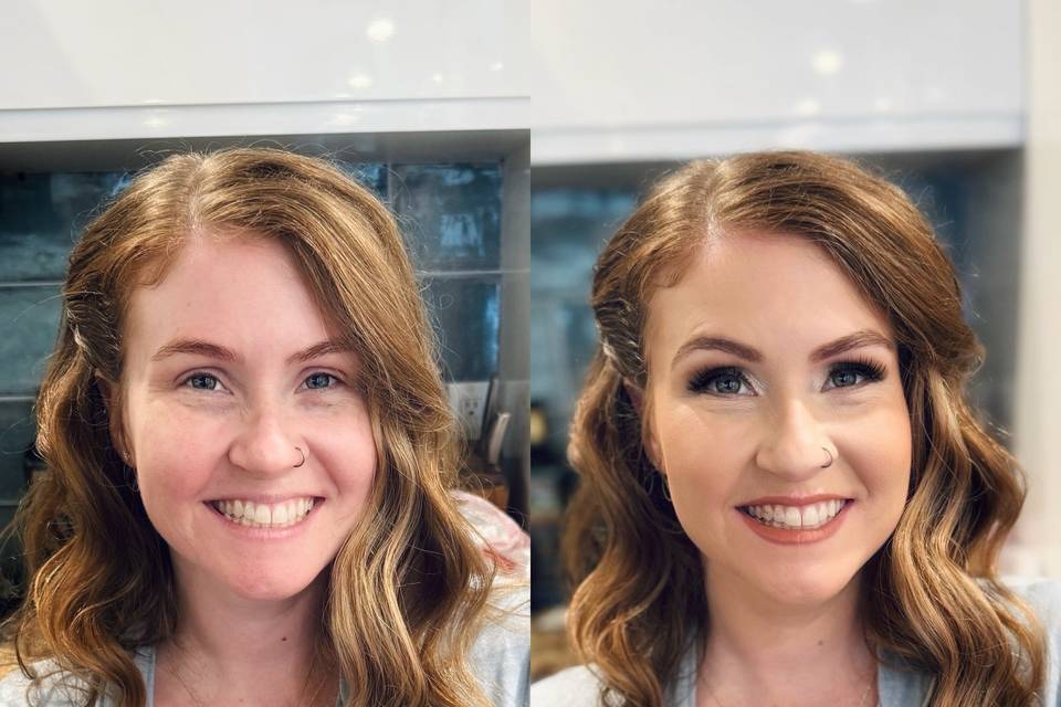 Before and after glam makeup