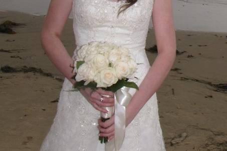 The bride holding her bouquet