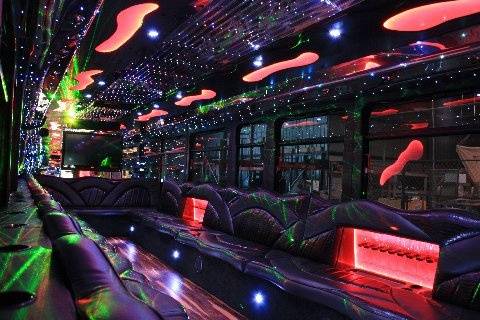 Party bus interior and lighting