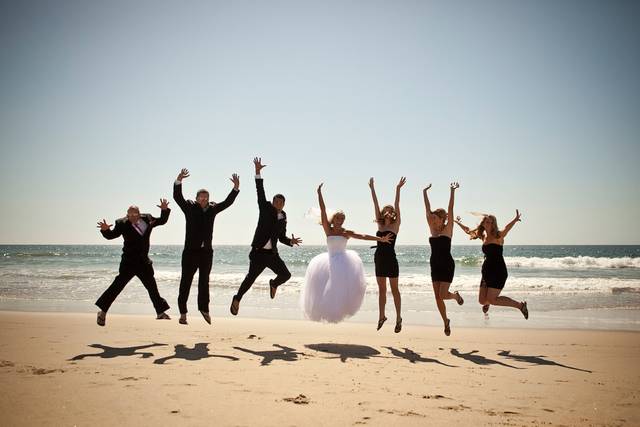 Jumping at the beach
