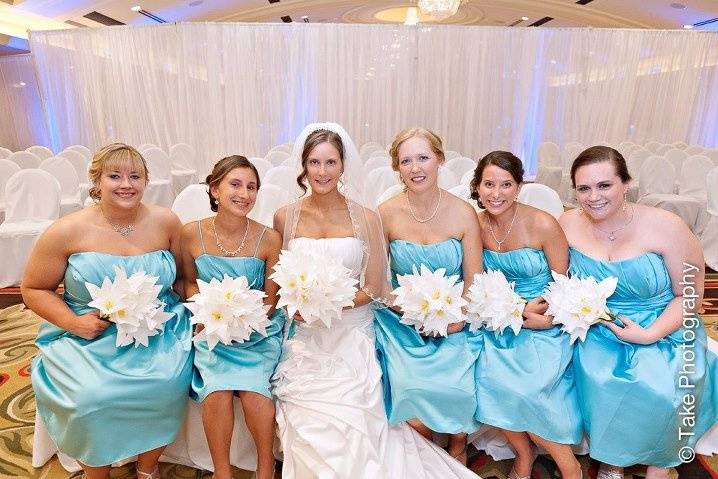 The bride with her bridesmaids