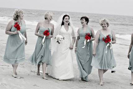 The bride with bridesmaids