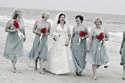 The bride with bridesmaids