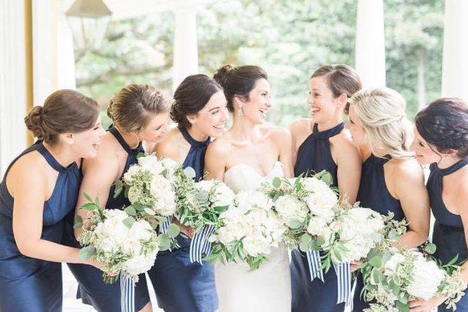 The bride with her bridesmaids