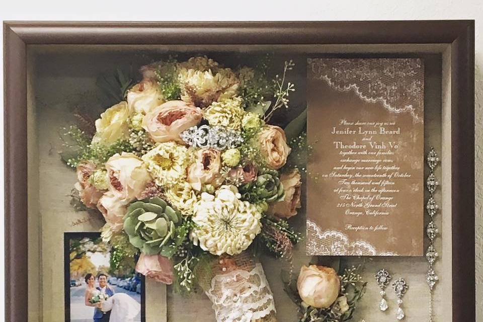 Frame Your Wedding Flowers: Preserved Wedding Bouquets  Wedding bouquet  preservation, Wedding shadow box, Wedding bouquets