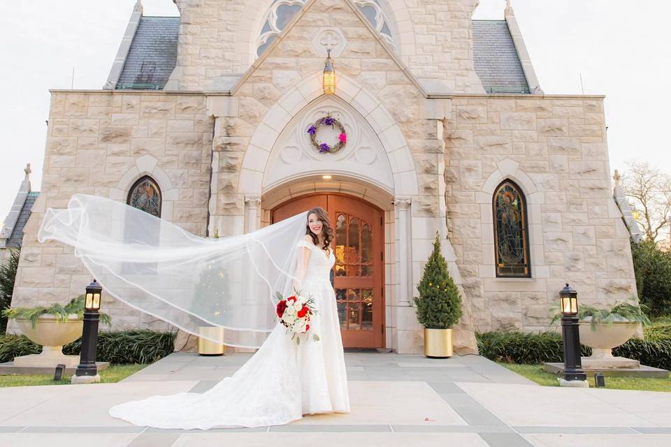 Bride outside of church