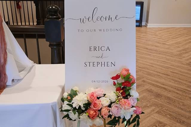 Coral and pink welcome sign
