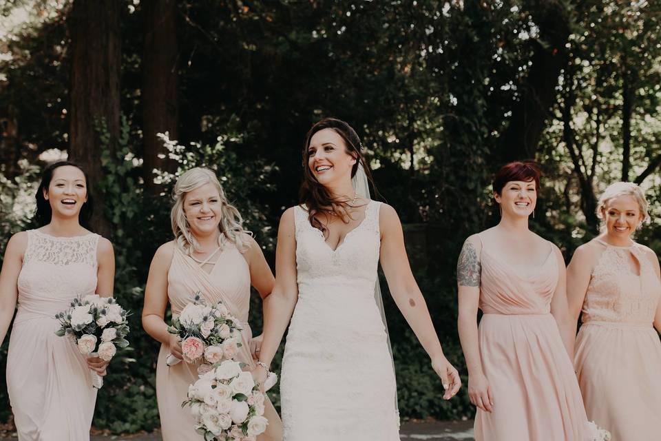 Bride along with bridesmaids