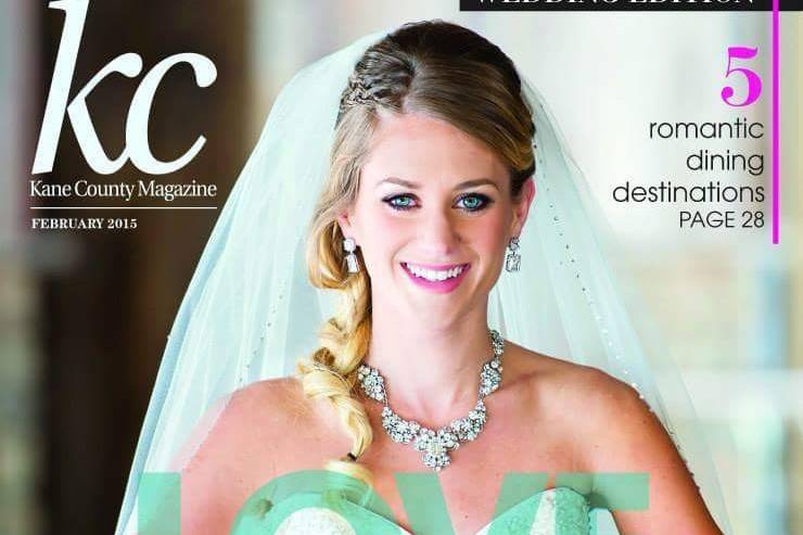 Bridal magazine cover by One Bridal Co.Hair by Alexa RojacMakeup by Christy Burns.
