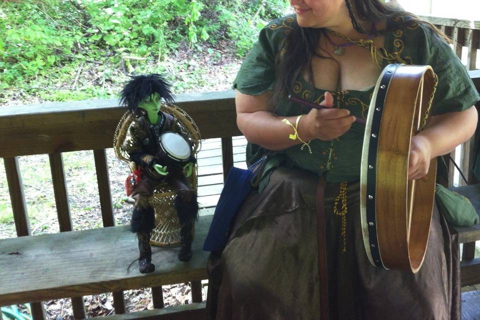 Working with another entertainer at the 2012 Maryland Faerie Festival.