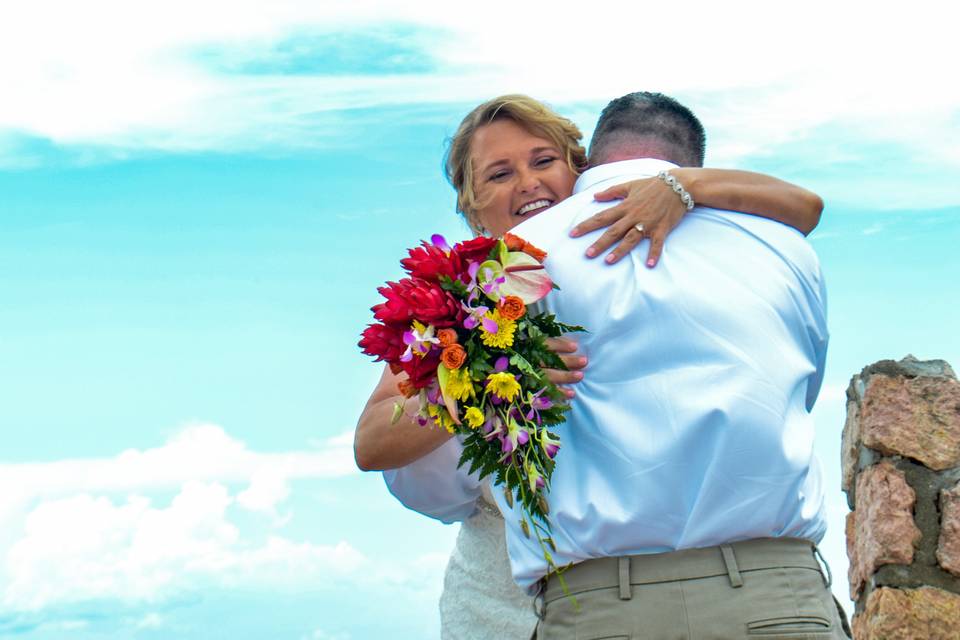 Sabrina and Jon embrace