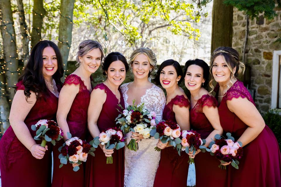 Bride and bridesmaids