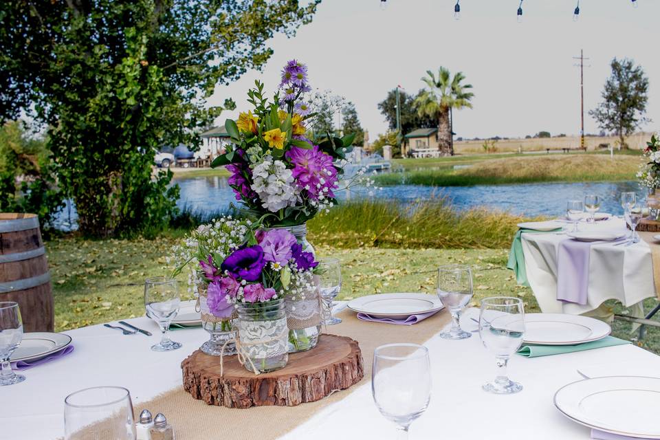 Table setup with centerpiece