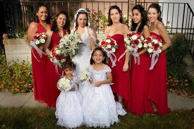 The bride with her bridesmaids
