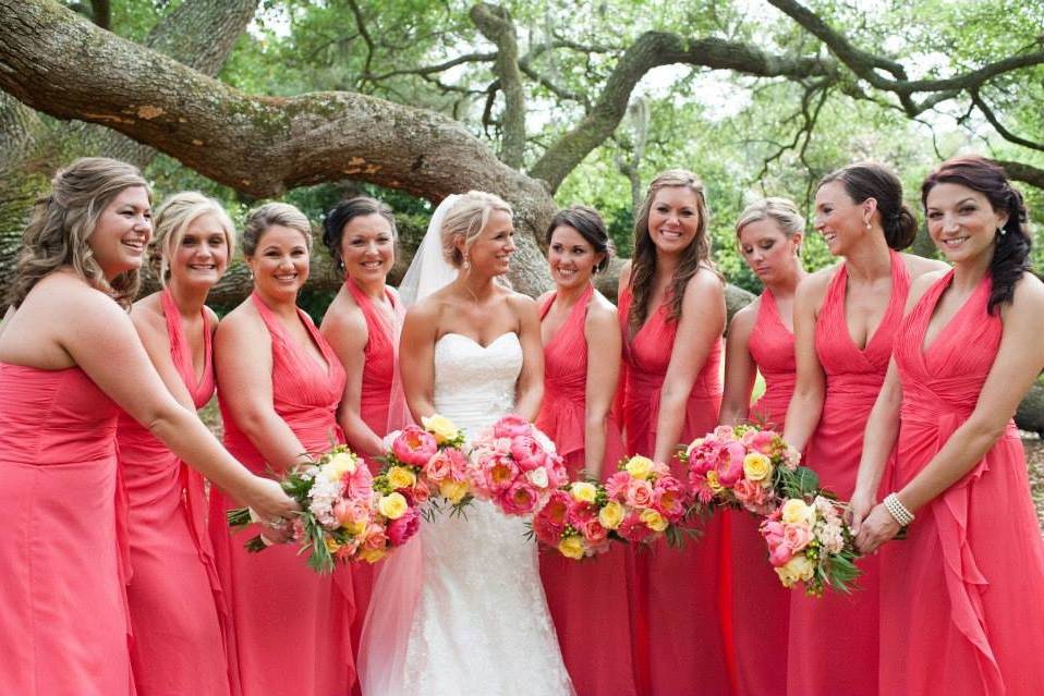 The bride and bridesmaids