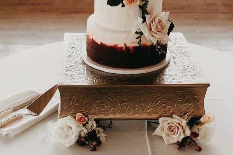 3-Tier Maroon Wedding Cake