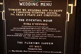 Wedding menu