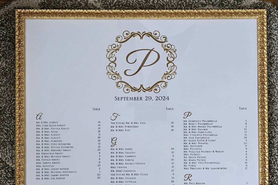 Monogram Seating Chart