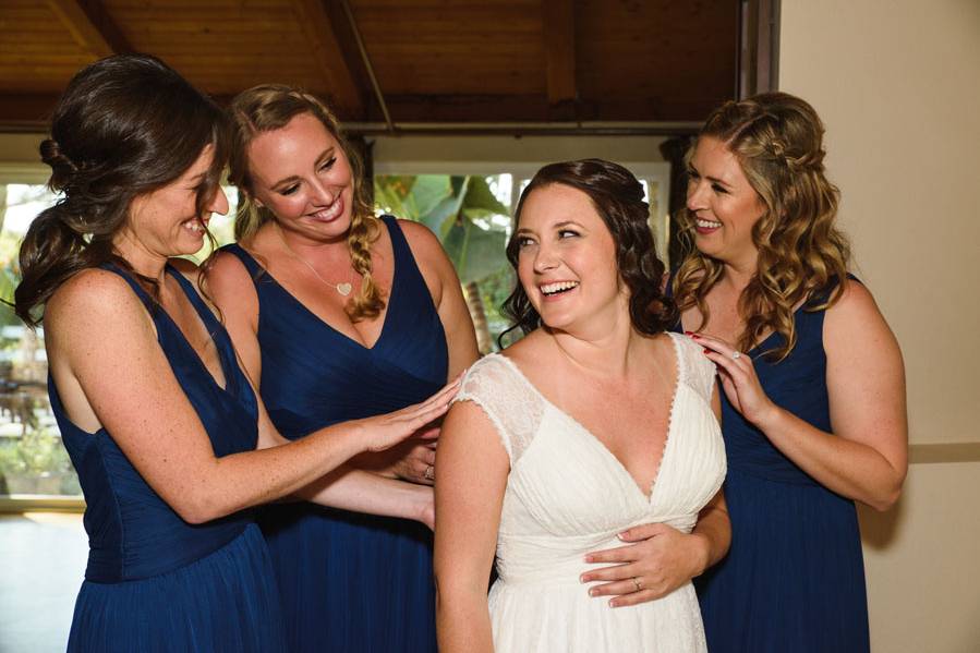 Bride with her bridesmaids