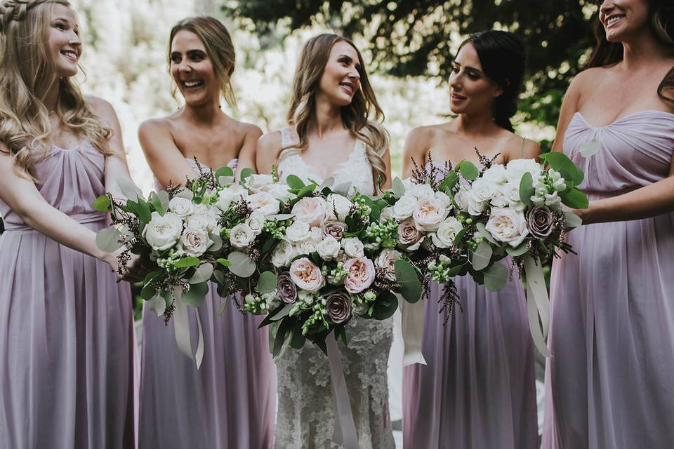 Bride and her bridesmaids