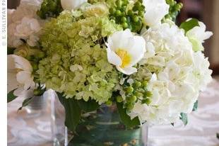 Table setup with flower centerpiece