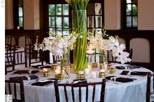 Table setup with flower centerpiece