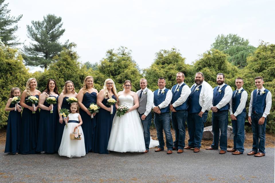 Couple with their wedding party
