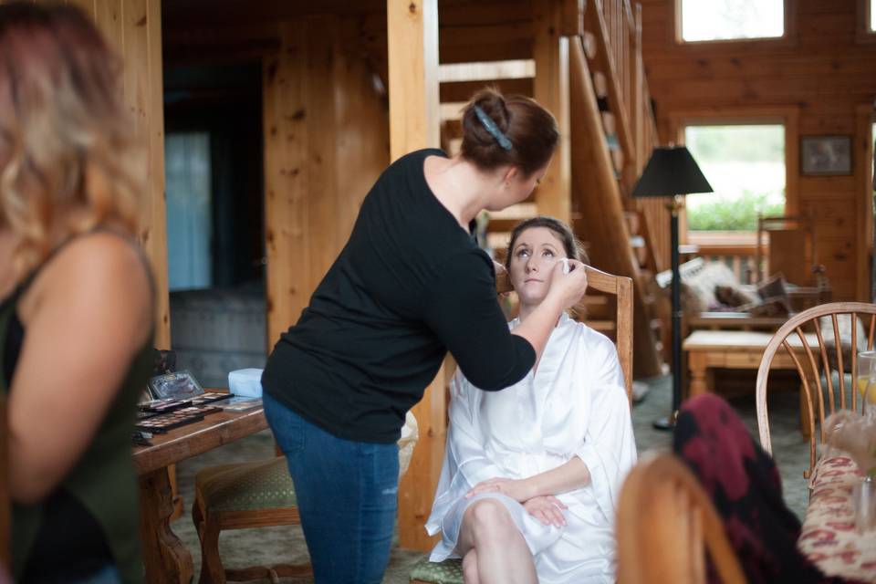 Stylist preparing the bride