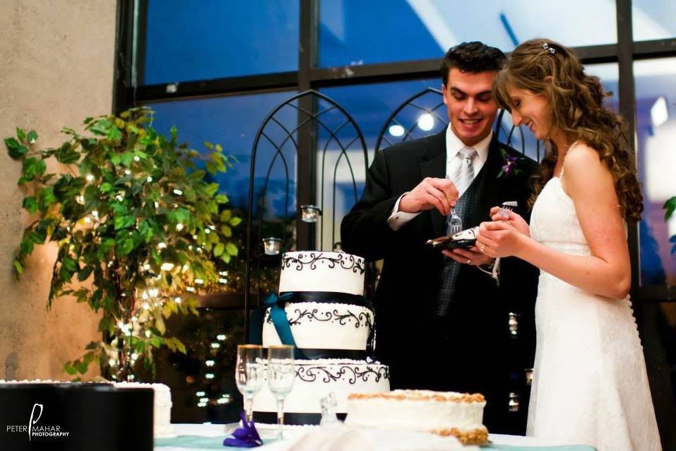 Couple eating cake