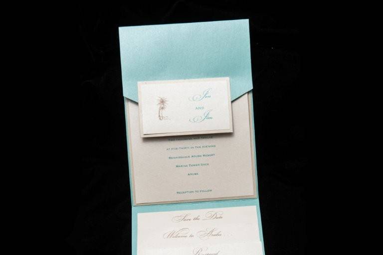 Teal Pocket Invitation