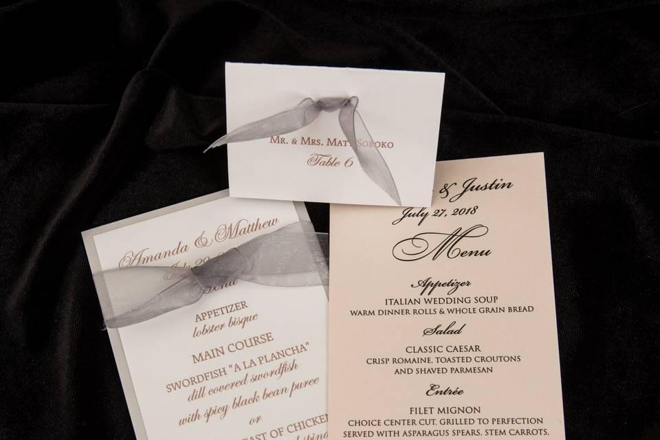 Table Menus and Placecards