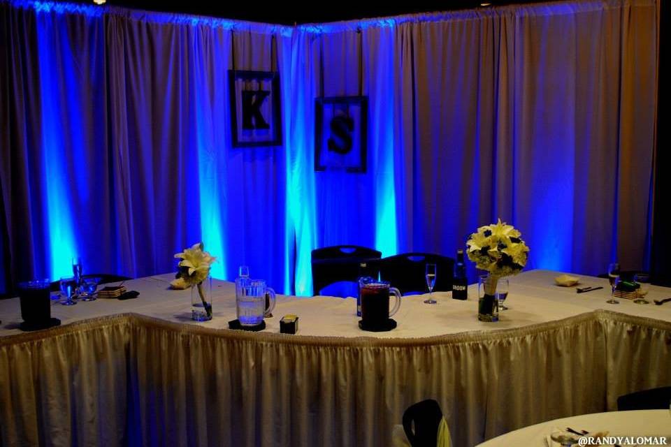 After Uplighting was added behind the head table.