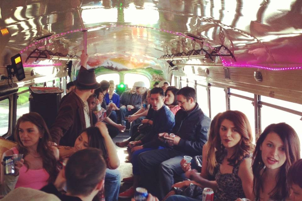 A combined bachelor and bachelorette party on our famous Sasquatch bus.