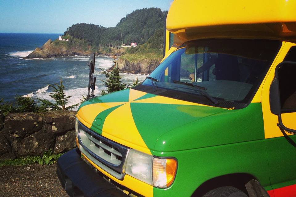 Our Pegasus bus giving a pre wedding wine tour on the amazing Oregon coast!!!