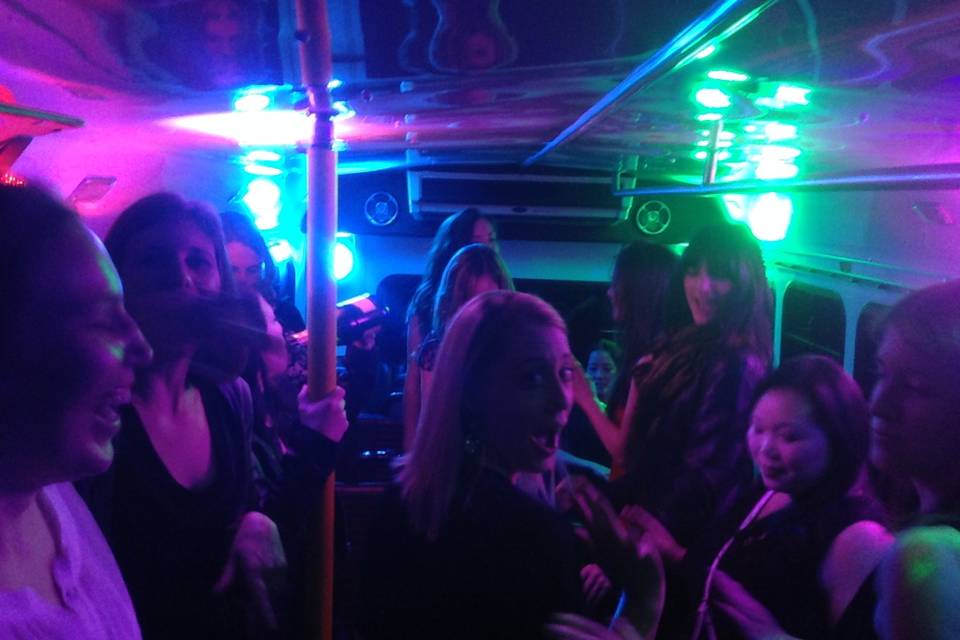 The bachelorettes love to get wild in style and safety on our Pegasus party bus!!!