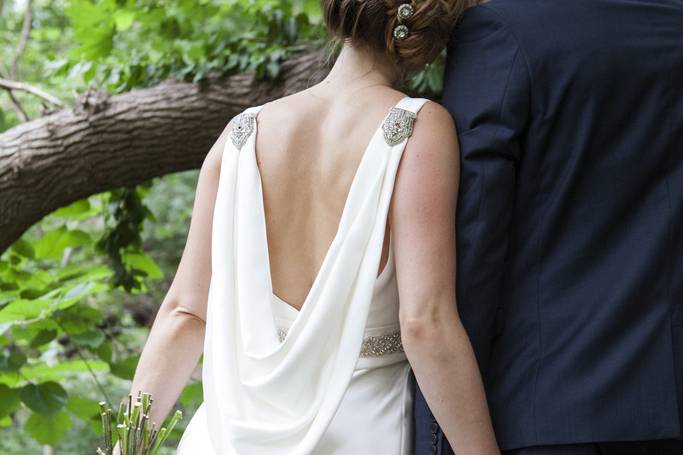 Handmade crepe wedding gown