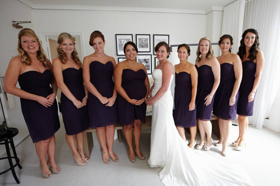 Bride and bridesmaids