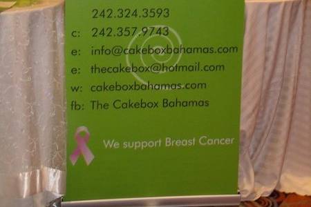 The Cakebox Bahamas Sign at the 23rd Bahamas Bridal Show, March 2011