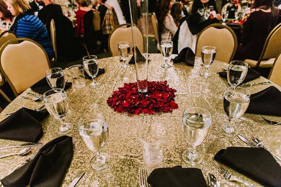 Table setup with centerpiece