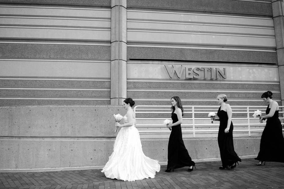 Bride with bridesmaids