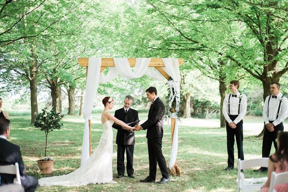A beautiful outdoor wedding at an arboretum in mid Michigan.