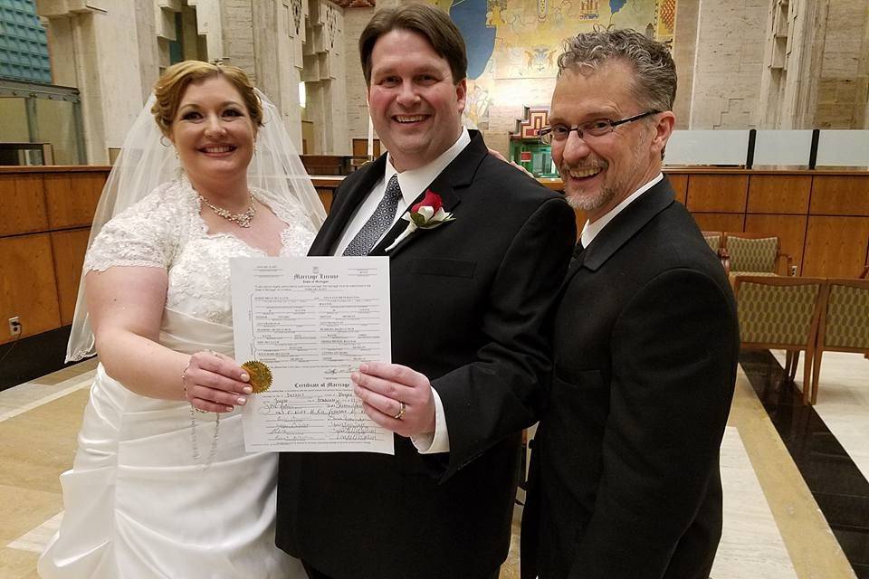 These two.... serenaded each other and their guests with singing in the beautiful historic Guardian Building lobby in downtown Detroit.  Amazing!