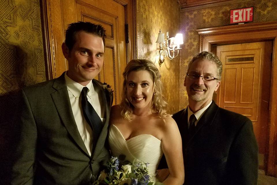 This ceremony took place in the historic Whitney Restaurant on the main staircase.  Always a wonderful setting for an intimate ceremony!