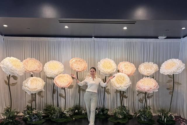 White Giant Flower Install