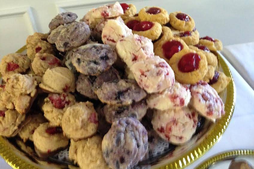 Cheesecake Cookies
In the picture:  Cherry Cheesecake, Raspberry Cheesecake, Blueberry Cheescake and Strawberry Cheesecake