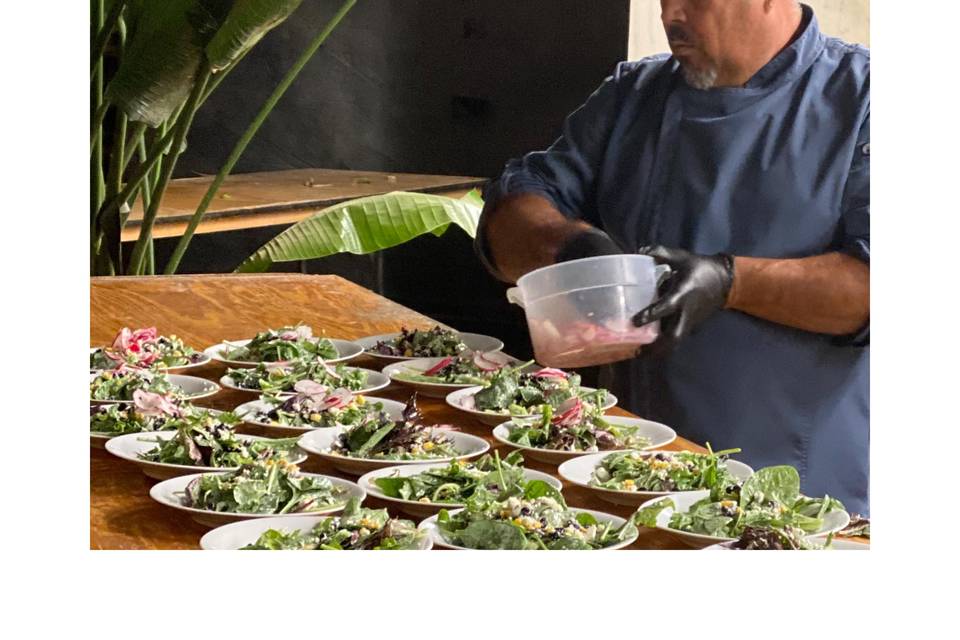 Chef Sergio making Salads