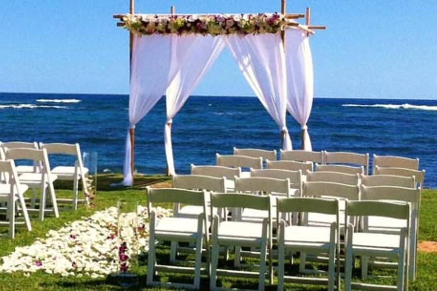 Oceanfront wedding ceremony